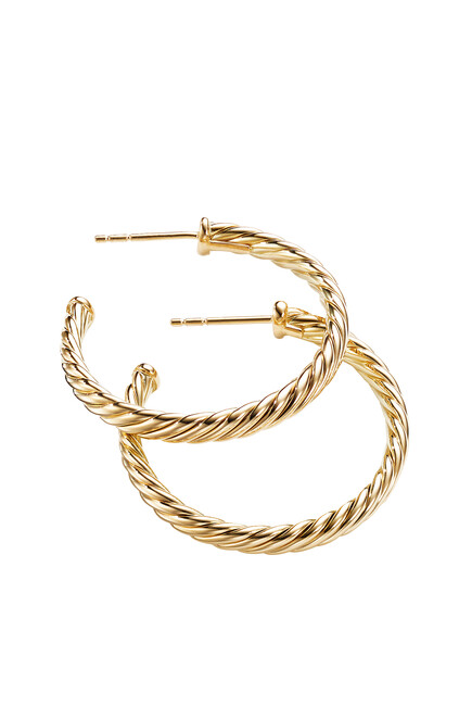 Cablespira Hoop Earrings, 18k Yellow Gold